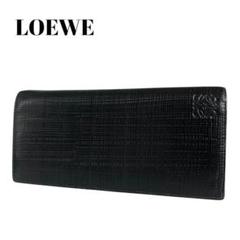 極美✨ロエベ 長財布 フラップ アナグラム レザー リネン ブラック 黒 極美✨ロエベ 長財布 フラップ アナグラム レザー リネン