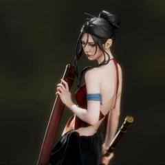 オーバーダード女剣士1/8 22cm ガレージキット　アトリエ福崎完成品刺青塗装 機械義手をつけた美少女」1/6スケール未塗装キット、人体と機械