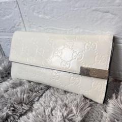 GUCCI✨長財布　ロゴプレート　シマ　GG アイボリー　レディース GUCCI✨長財布 ロゴプレート シマ GG アイボリー レディース
