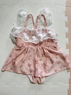 花柄フリル付き水着 80cm