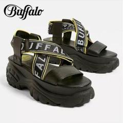 美品 Buffalo バッファロー プラット フォーム 厚底 サンダル ブラック