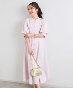 La boutique BonBon サッカーストライプフレアシャツワンピース