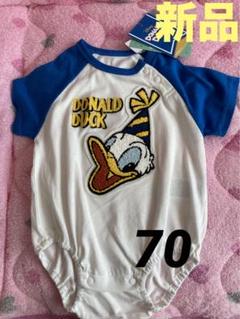 新品Disneyドナルド　ワッペンカバーオール⭐️70サイズ③⓪