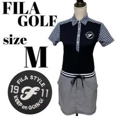 【GOLFウェア】FILA GOLF ポロワンピース 半袖 チェック Mサイズ