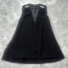 美品♡ヨーコチャン 肩パール ブラウス ノースリーブ 黒 36