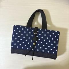 103 レビューブックカバー　水玉模様　ポケット付き