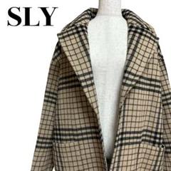 SLY チェック柄ロングチェスターコート