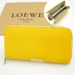 【美品】ロエベ アマソナ レザー アナグラム 二つ折り長財布 クリーム色 美品】ロエベ アマソナ レザー アナグラム 二つ折り長財布