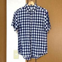 美品◇JOURNAL STANDARD relume 半袖チェックシャツ　リネン