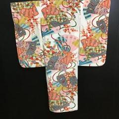七五三女児　3歳　着物　扇柄　アンティーク　560-2