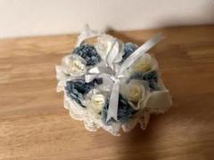 【最終】結婚式　ハンドメイド リングピロー 青 白
