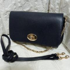 COACH コーチ レザー ショルダーバッグ ネイビー 2way