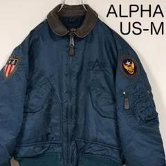 ☆アルファ インダストリー フライトジャケット ワッペンロゴ ネイビー L相当