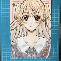オリジナル手描きイラスト 女の子 ポストカード アナログ - メルカリ