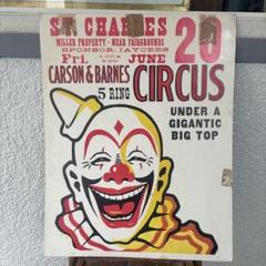 【冬バーゲン★特別送料無料！】 希少50'sアメリカアンティークピエロ遊園地サーカス広告 道化師 絵画