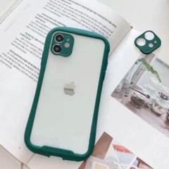 iPhone13promaxケース緑クリア耐衝撃韓国スマホケースカードブランド