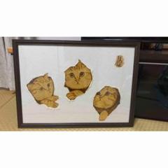 手作り焼き絵作品 三匹の猫たち