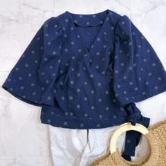 U by SPICK&SPAN ドット柄 カシュクール カットソー リネン混