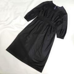 近年✨23区 マキシ丈 ギャザーワンピース 黒 Aライン フレア