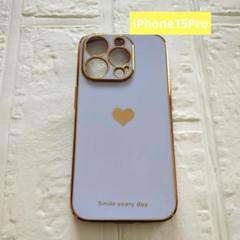 iPhone15Pro用ソフトケース　ラベンダー ハートデザイン