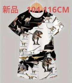 新品　キッズ　恐竜デザインTシャツ 104-116