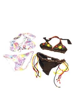 ELRODEOパッチワーク風水着＋刺繍セパレート水着セット（多色・花柄）