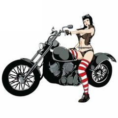 バイク　＆　美女　防水　ステッカー　B0011のサムネイル