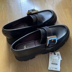 ZARA ザラ ローファー リボンベルト エナメル 36 ブラック