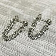 チェーンピアス フープピアス ステンレス メンズ レディース 鎖 2個 A024