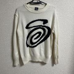 Stussy スワールロゴ ニットセーター Mアイボリー