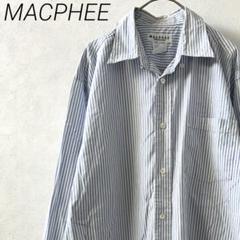 MACPHEE シャツ 長袖 ストライプ 胸ポケット シンプル 羽織り薄手