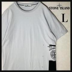 【人気デザイン 本物鑑定済み】ストーンアイランド サイドロゴ 半袖Tシャツ L