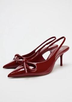 ZARA パテント風レザースリングバックシューズ パテント風レザースリングバックシューズ - ブラック | ZARA