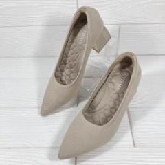 □ 極美品 VIVAIA ニット メッシュ パンプス チャンキーヒール 22.5