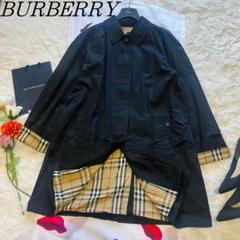 【良品】BURBERRY LONDON ステンカラーコート ノバチェックブラック