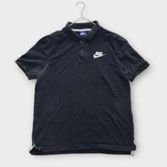 NIKEナイキ（L）ロゴ刺繍半袖ポロシャツ 黒 シンプル 綿100%ユニセックス
