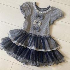 メゾピアノ　ストライプ柄フリルドレス 100cm