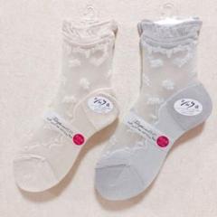 シルク混 靴下 くつした レディース シースルー レース 春 夏 刺繍 ソックス