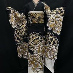 黒地クール系唐草の金彩は振袖フルセット 黒地クール系唐草の金彩は振袖フルセット