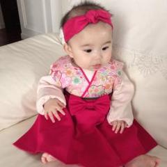 花文様ピンク♥お食い初め♡