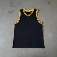 ナイキ 刺繍ロゴ タンクトップ ノースリーブ バスケ 黒 緑 黄 L 古着
