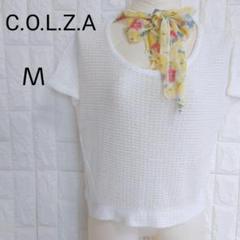 【美品】C.O.L.Z.A コルザ　サマーニット半袖M スカーフ　白
