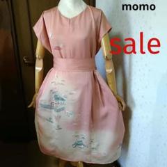 sale！正絹 訪問着 ウエストリボン付きタック入りワンピース