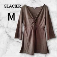 ❤USED❤GLACIER ブラウン Vネック チュニックM ラメ入りカットソー