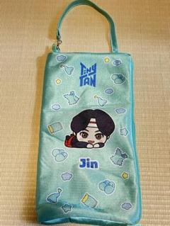 当選通知書付き】BTS JIN サイン入り水色ポーチ ストラップ付き