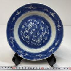 中国明時代　古染付龍図　七寸皿　直径20.5㎝　東山6-0128☆2F 中国明時代古染付龍図七寸皿直径20.5㎝東山6-0128☆2F