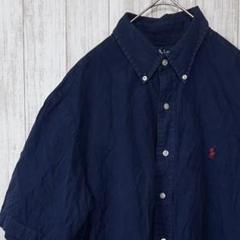 【美品・オーバーサイズ】ラルフローレン 半袖 シャツ CLASSIC FIT 紺