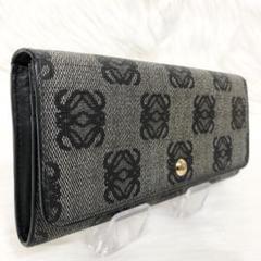 【良品】LOEWE 長財布 アナグラム 総柄 ロング フラップ ウォレット