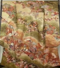 振袖フルセット‼️豪華振袖御所車金彩⭐️金糸刺繍煌びやか際立つ‼️人気グリーン貴賓 振袖フルセット‼️豪華振袖御所車金彩⭐️金糸刺繍煌びやか