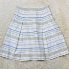 ROPE ロぺ フレアスカート ひざ丈 ボーダー柄 S 日本製 34-16